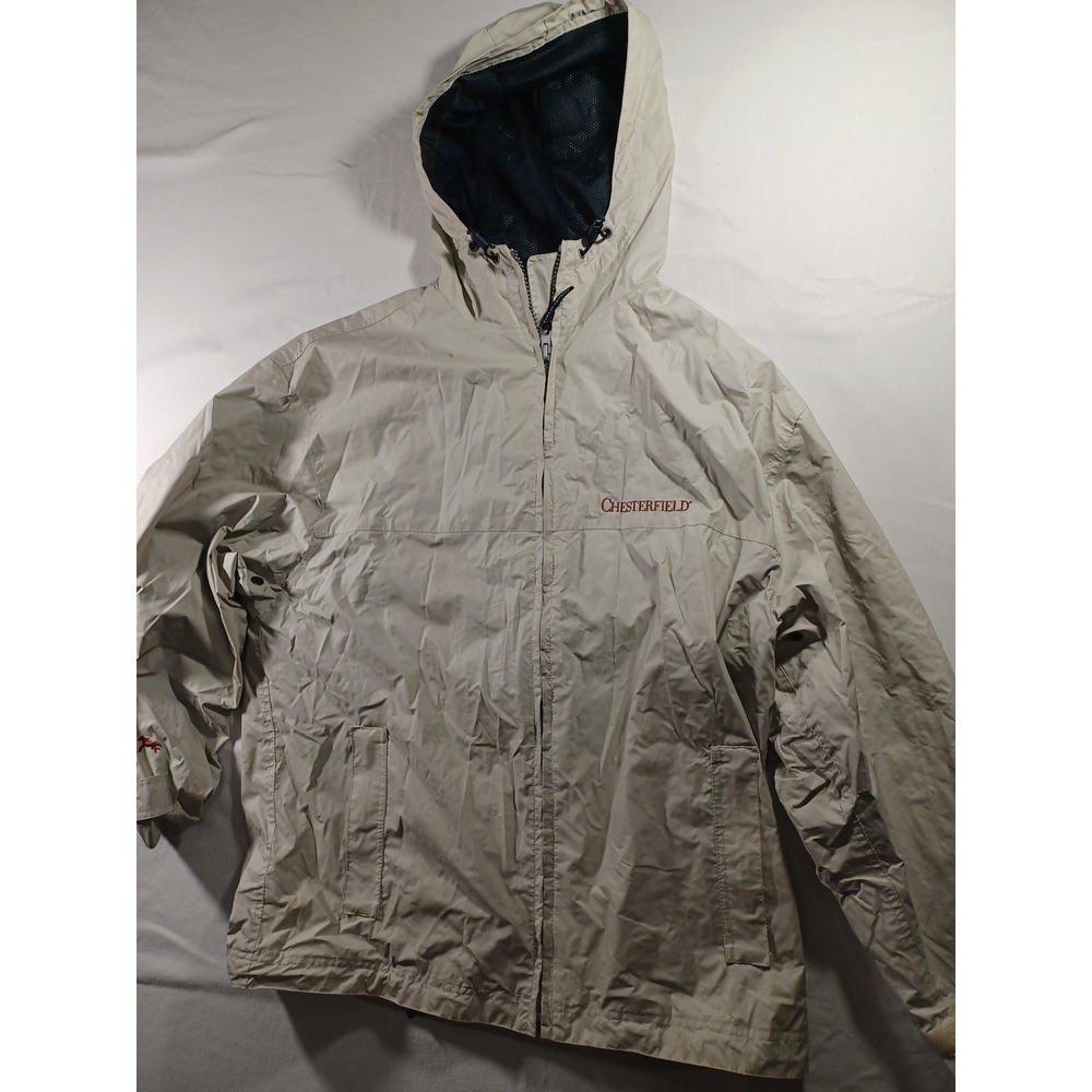 Port Authority Chesterfield Mens Rain Jacket Hooded Beige Full Zip Outdoors